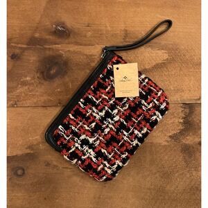 Re$79 Patricia Nash knit  Tartan Clutch With  Strap NWT Cassini Red White Black